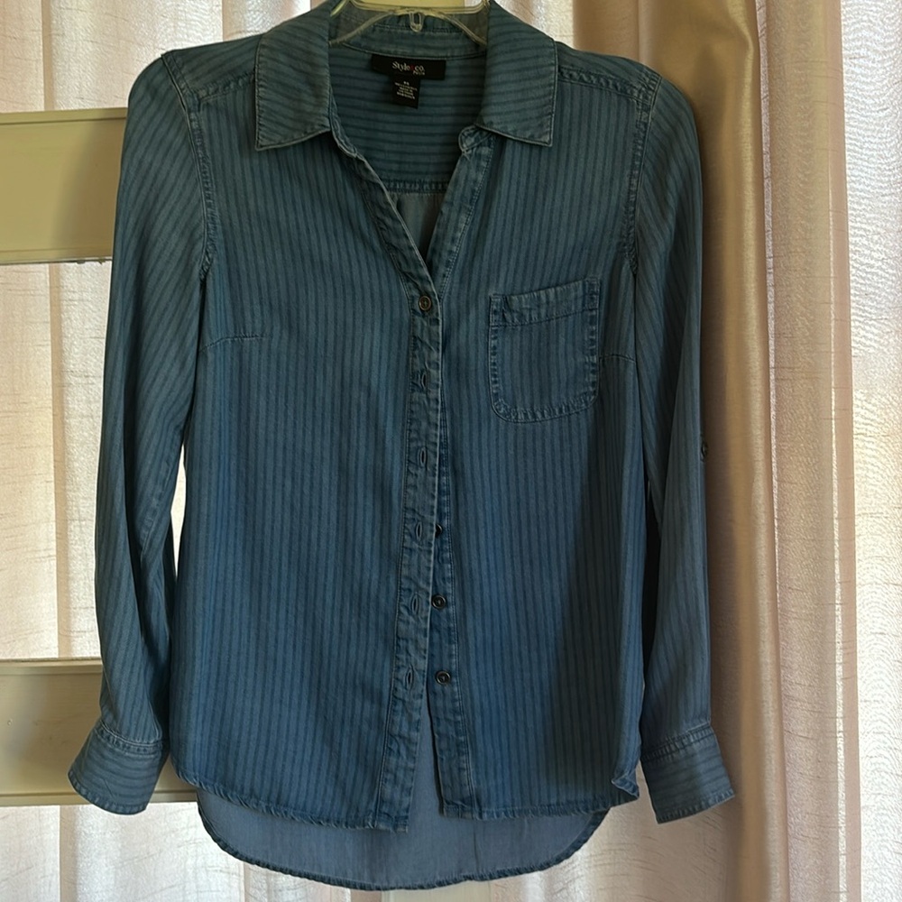 Style & Company denim pin striped on denim blue